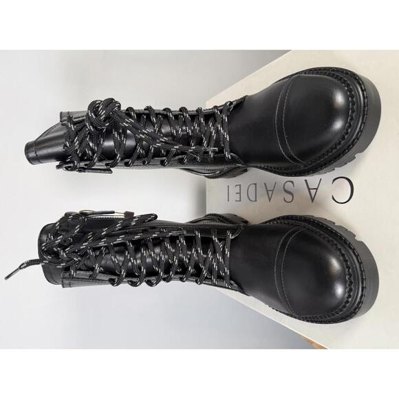 Casadei Love Calf Nero NWB Combat Boot / Lace-Up Leather Boot Women's Size 5 - Picture 3 of 13